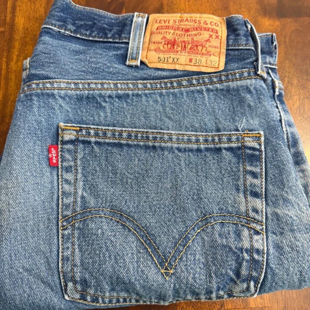 Levis 501XX Mens Vintage 38x32 (36x29) Blue Straight Leg Jeans‎ Y2K Button Fly